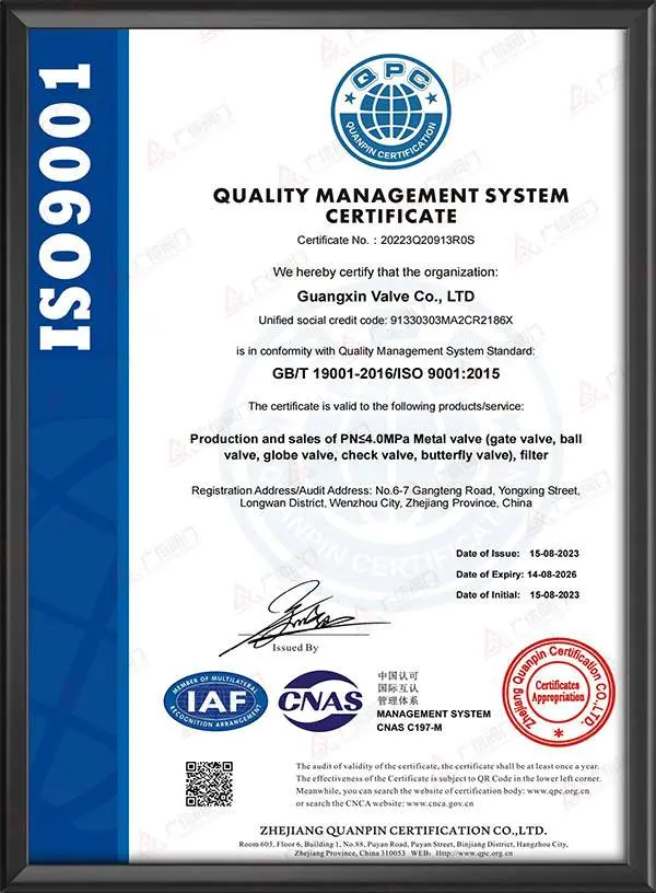 质量管理体系认证证书-英文